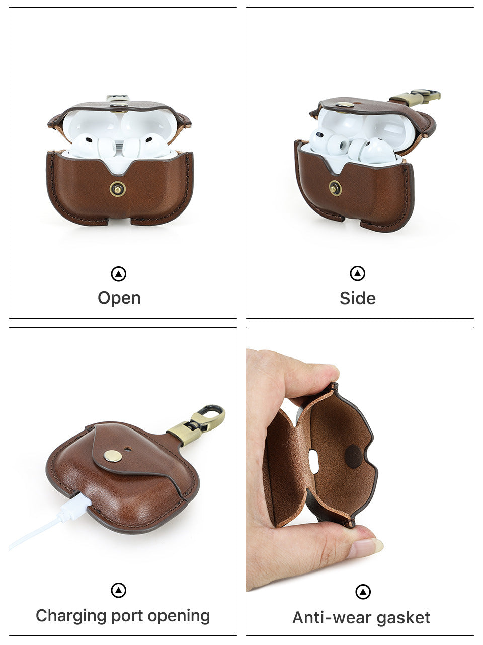 KAKAVY Handcrafted Full-Grain Leather Case for Airpods Pro 3 with Clip detail image 7
