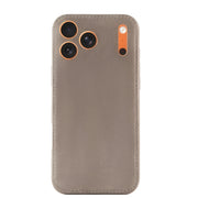 Grey vegetable-tanned leather iPhone case