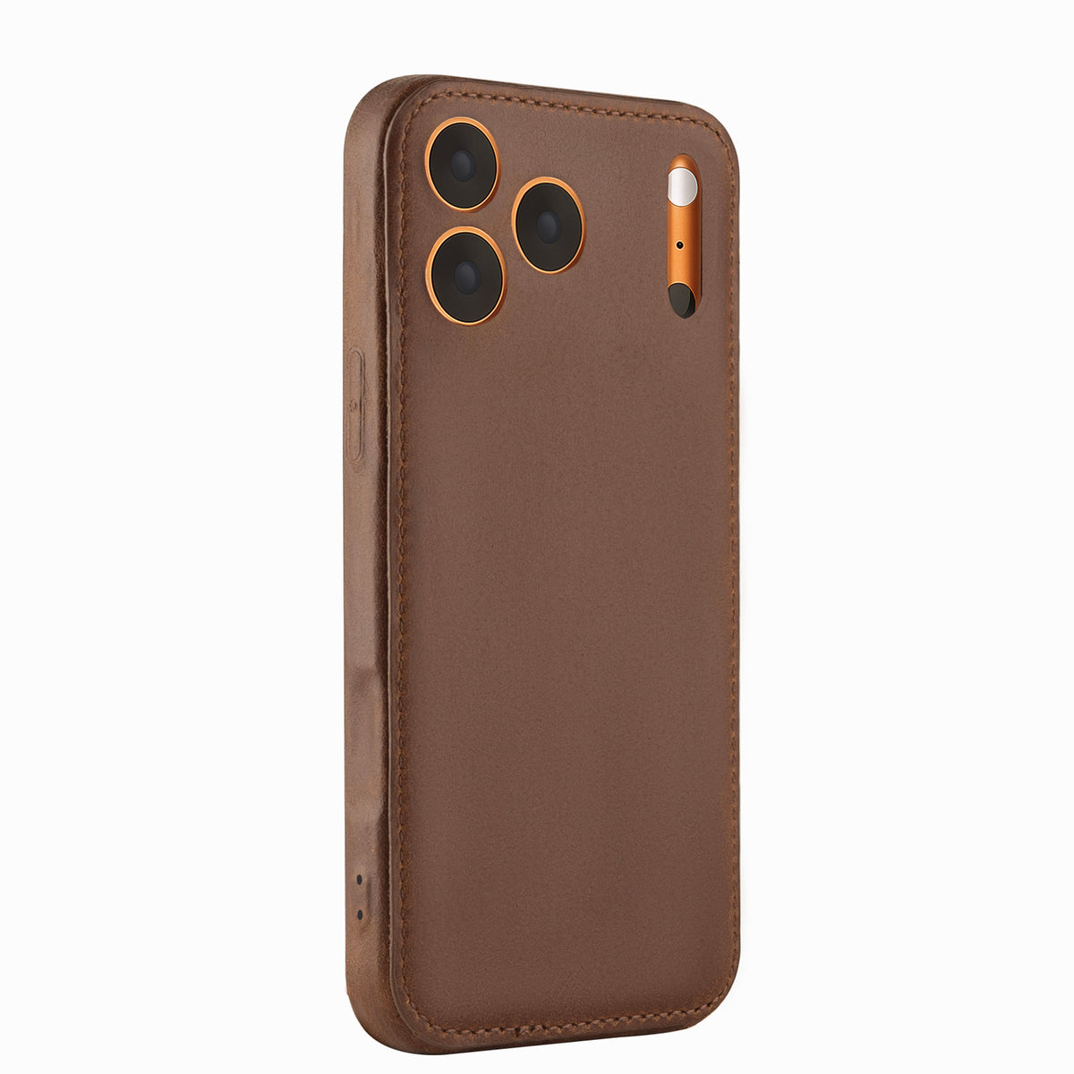 Kakavy Handcrafted Vegetable-Tanned Leather iPhone Case Vintage Patina Edition Brown