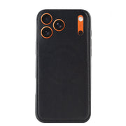 Black vegetable-tanned leather iPhone case