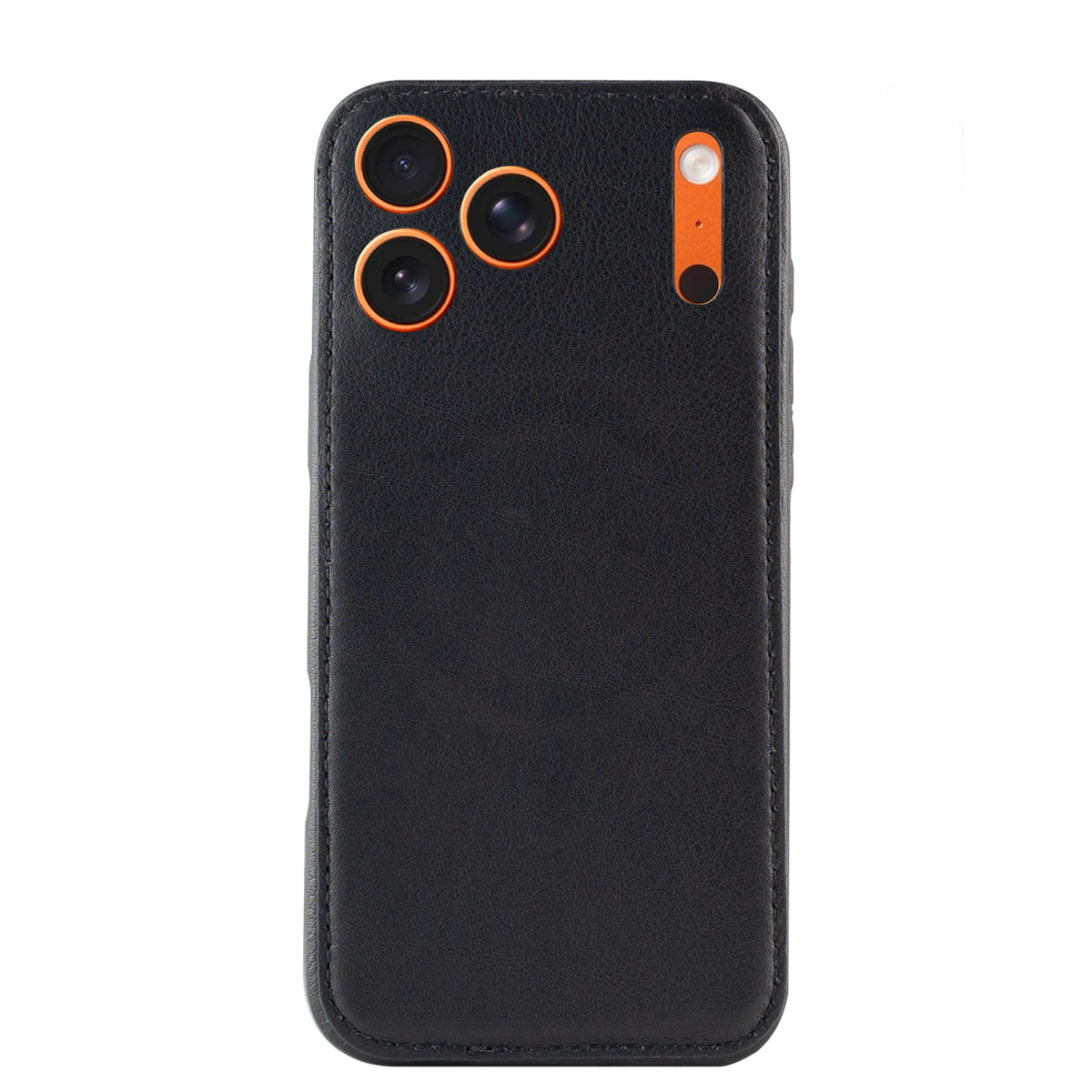 Black vegetable-tanned leather iPhone case