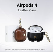 Custodia in pelle pieno fiore realizzata a mano per AirPods 4