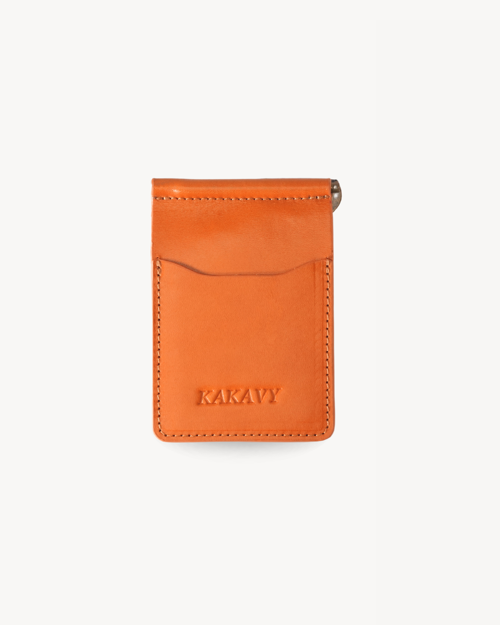 Yellow Full-Grain Leather Money Clip Wallet