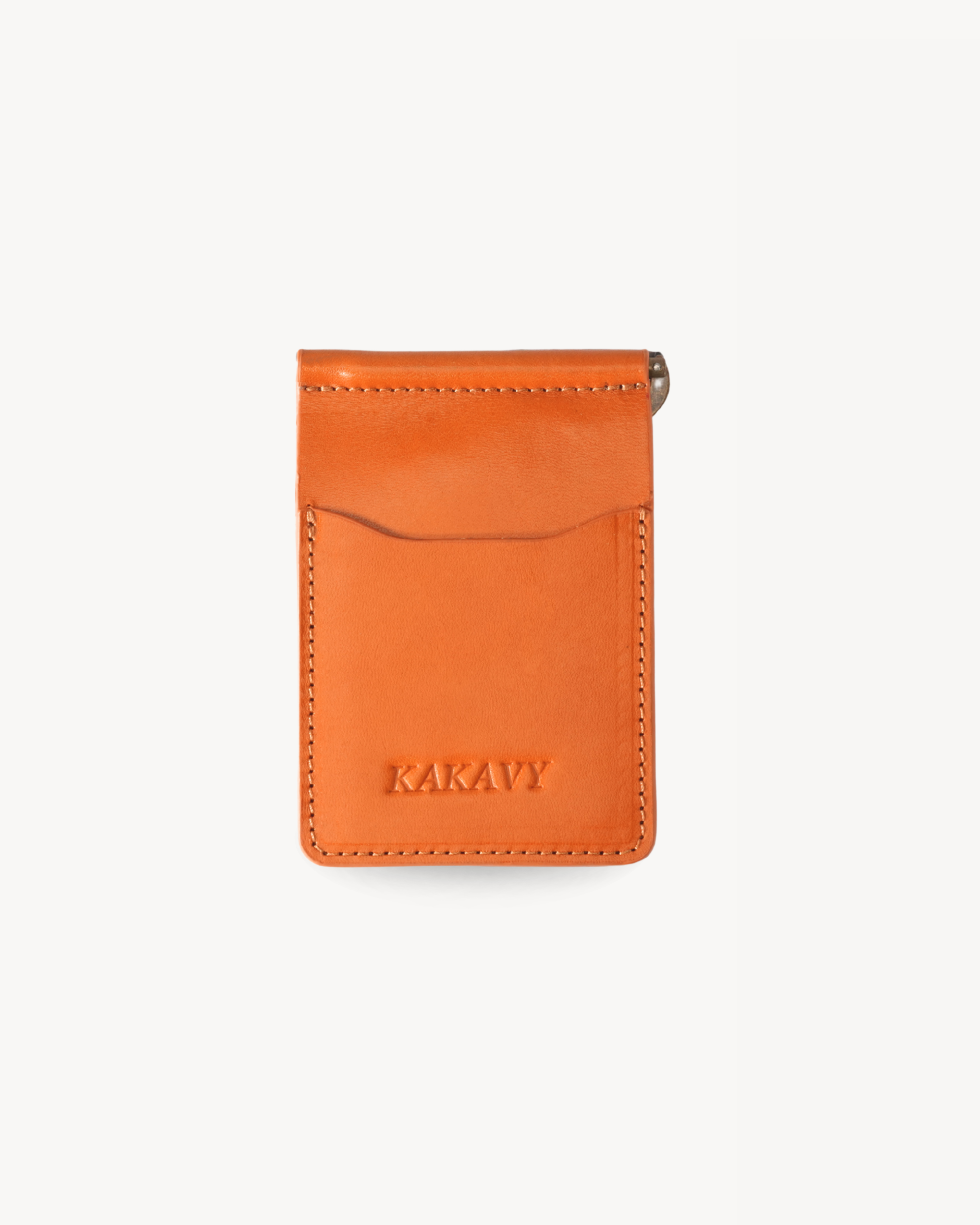 Yellow Full-Grain Leather Money Clip Wallet