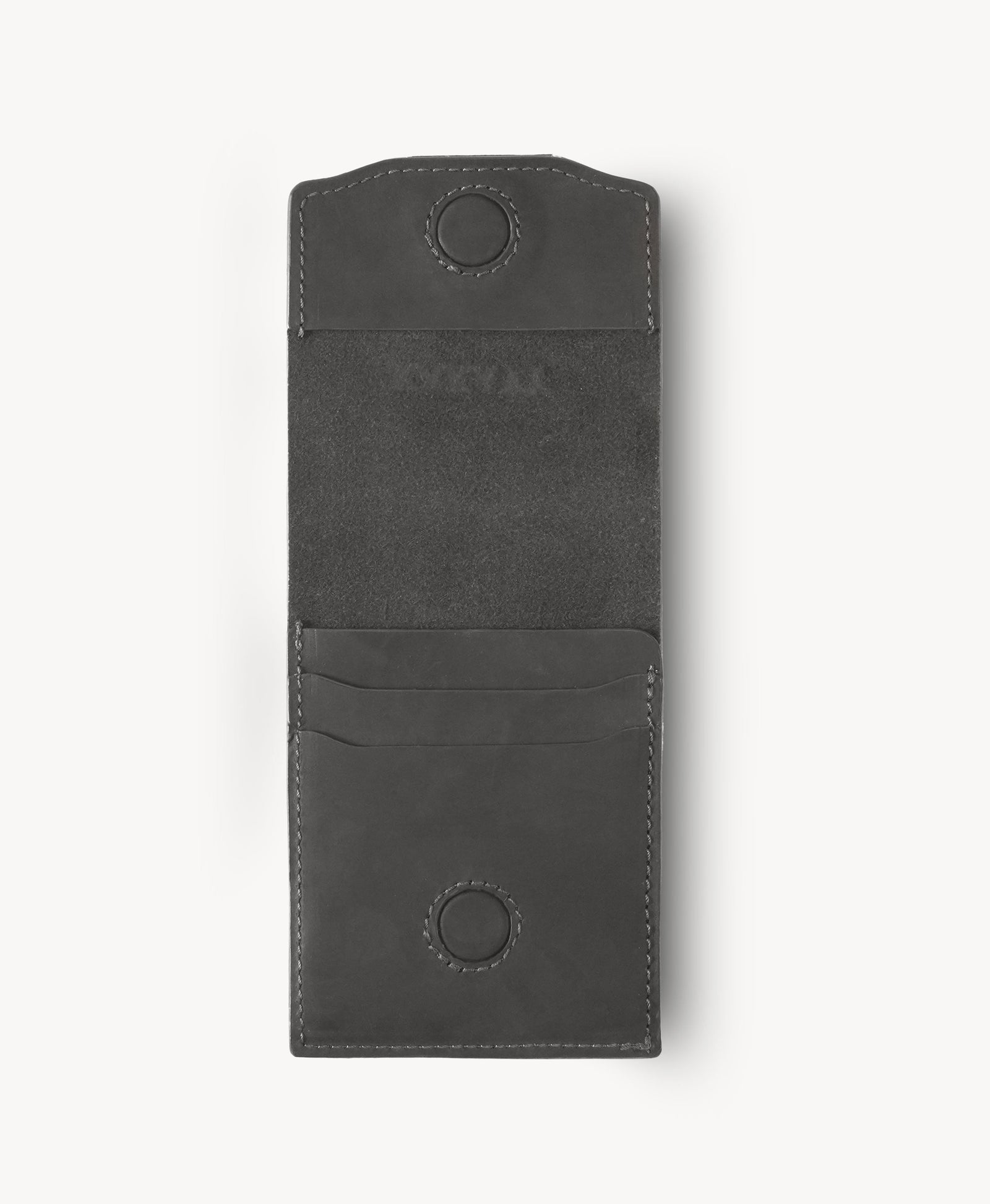 Grey Full-Grain Leather Snap Wallet detail view 5