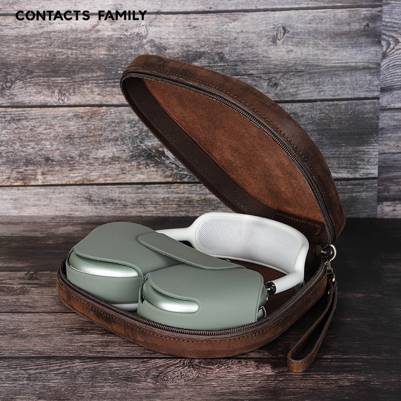 KAKAVY Genuine Leather AirPods Max Case leather AirPods case detail photo 3
