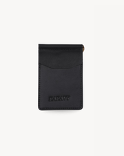 Black Full-Grain Leather Money Clip Wallet