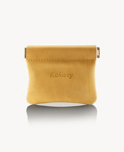 Yellow Handcrafted Leather Spring-Top Coin Purse