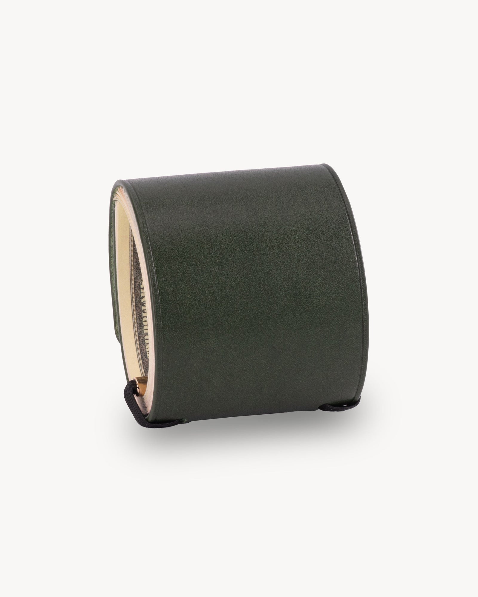 Forest Green full grain leather cash wrap wallet detail view 3