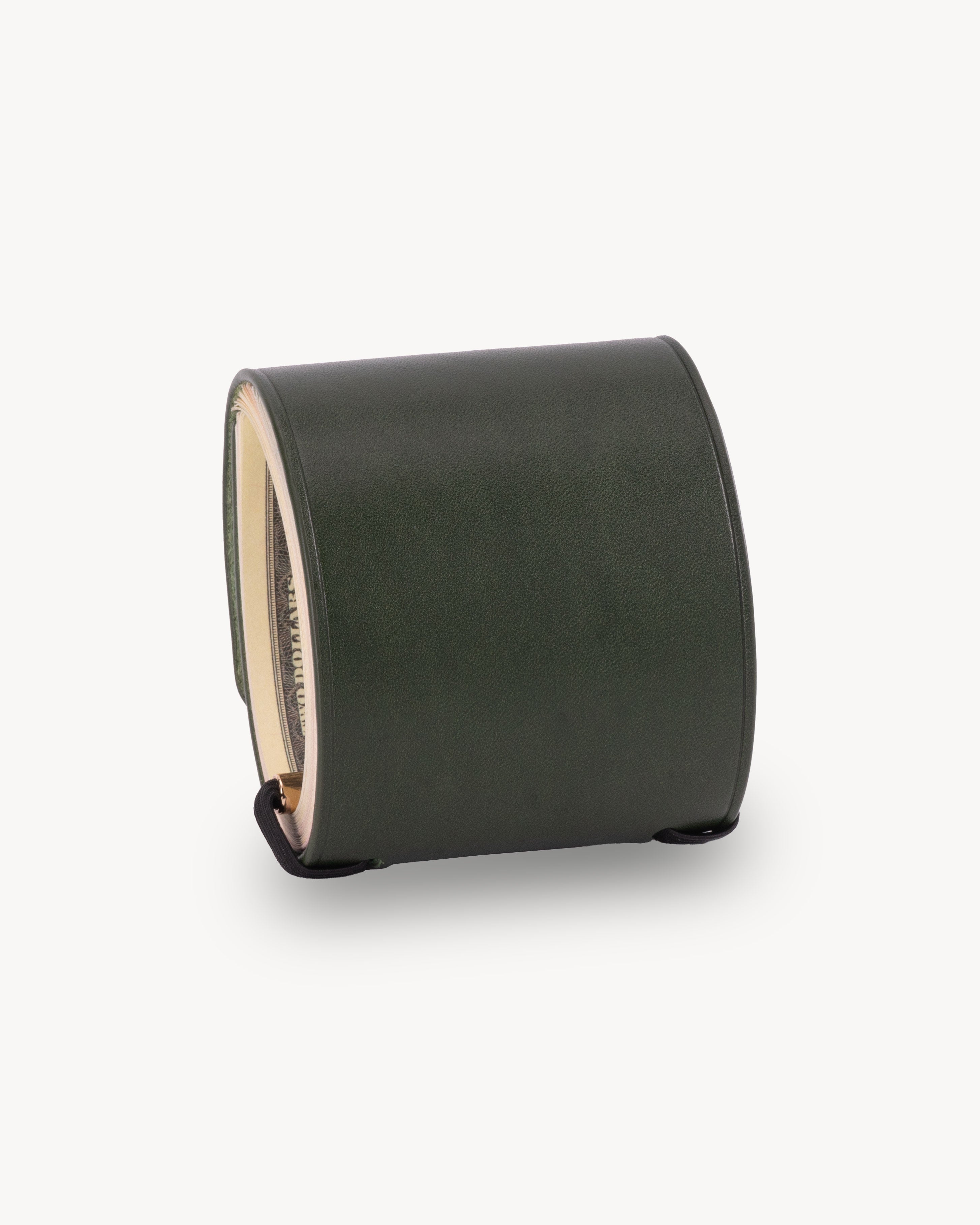 Forest Green full grain leather cash wrap wallet detail view 3