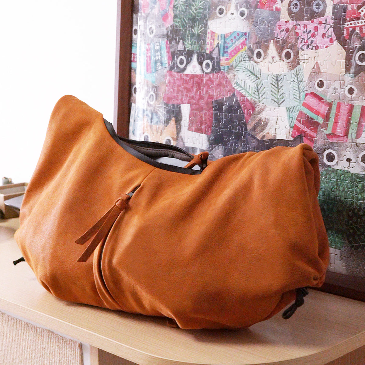 Oversized oransje kuskinns veske