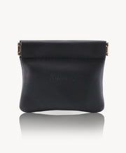 Black Handcrafted Leather Spring-Top Coin Purse