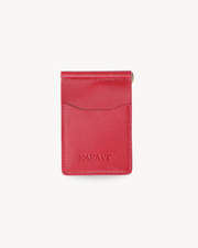 Red Full-Grain Leather Money Clip Wallet
