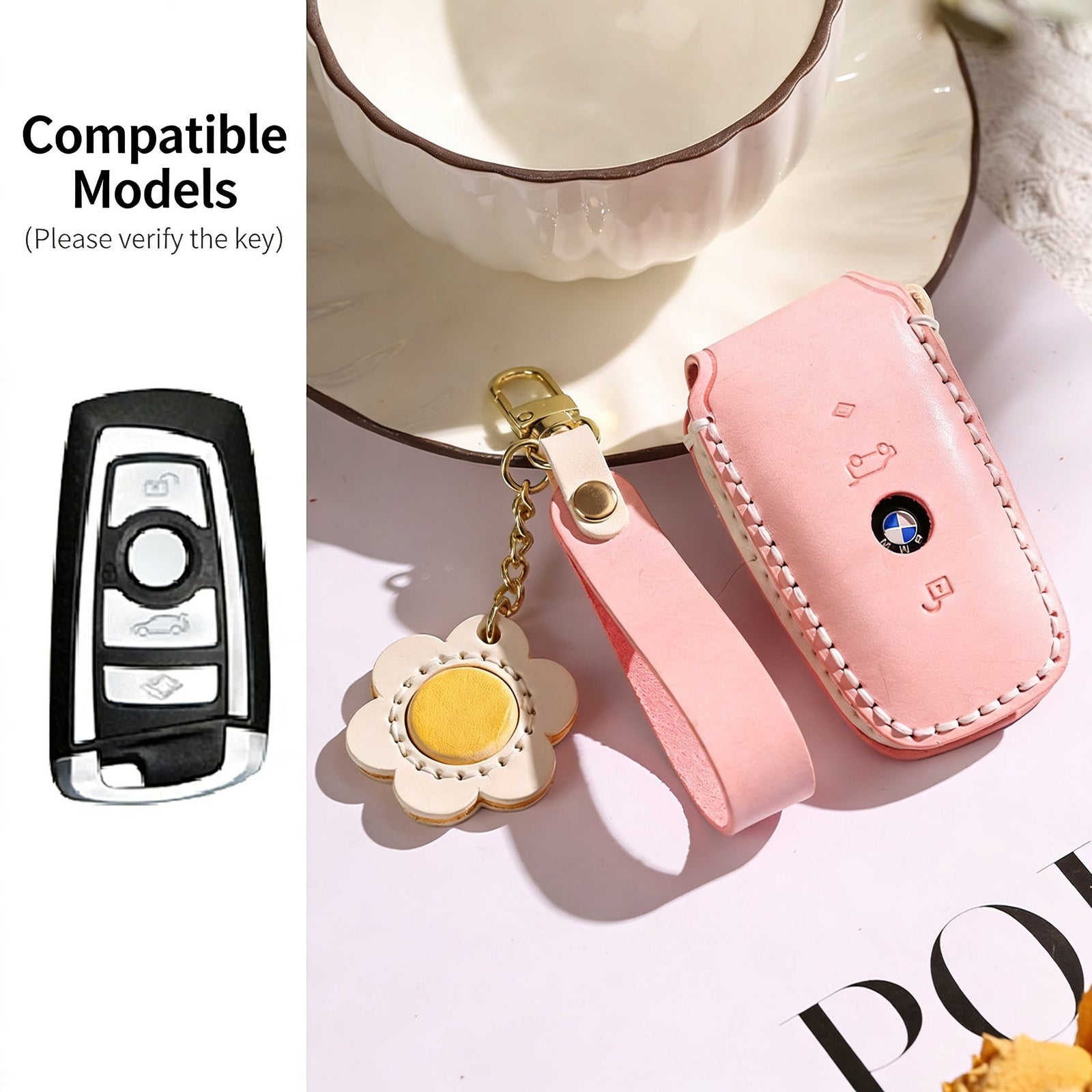 KAKAVY Handmade Genuine Leather Key Case for BMW detail image 8