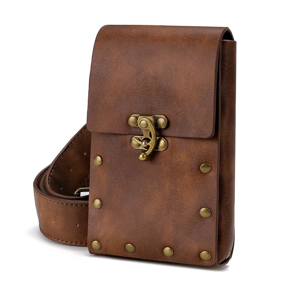 KAKAVY Vintage Leather Utility Belt Bag - Multi-Pocket Waist Pack detail image 7