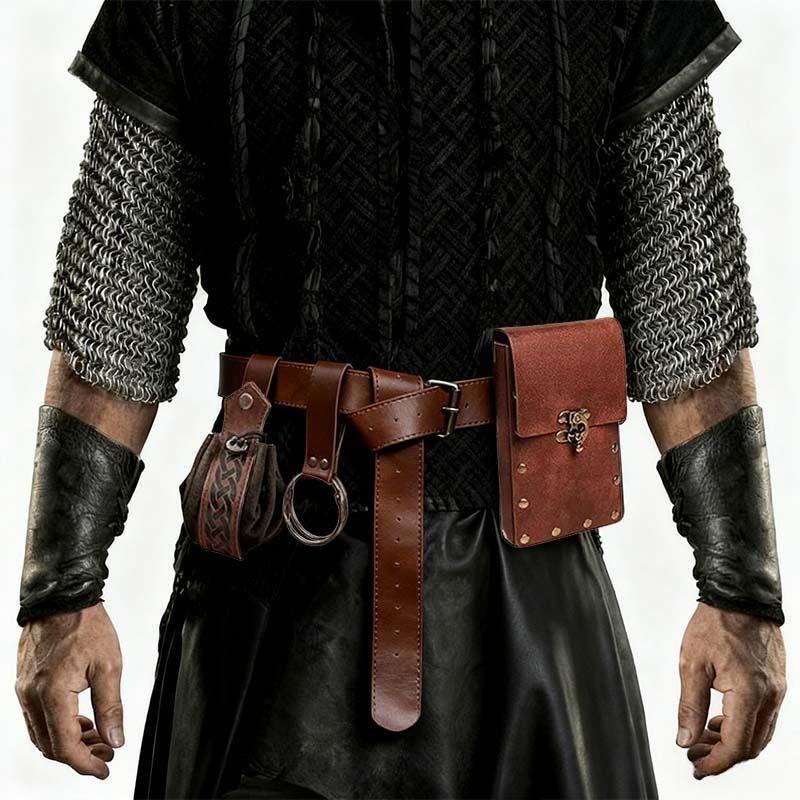 KAKAVY Vintage Leather Utility Belt Bag - Multi-Pocket Waist Pack detail image 9