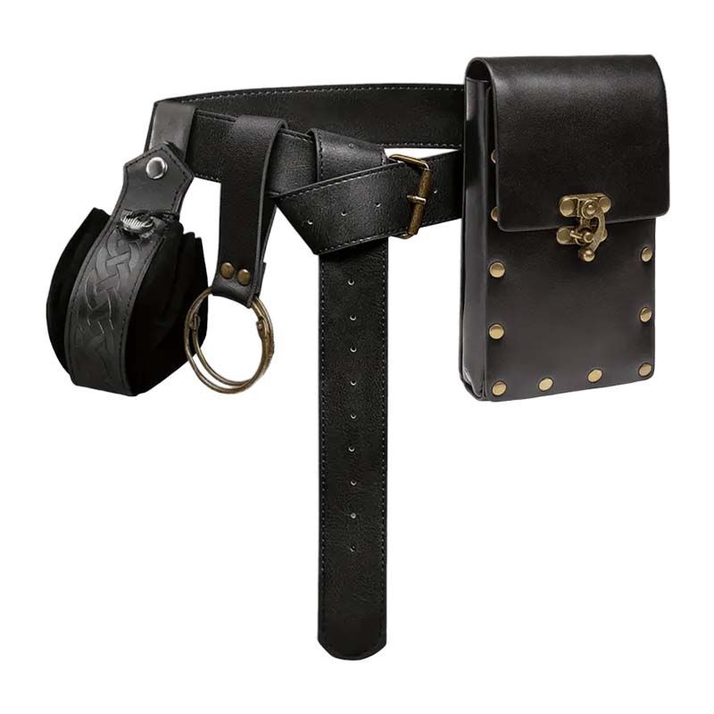 Vintage Leather Utility Belt Bag – Multi-Pocket Waist Pack
