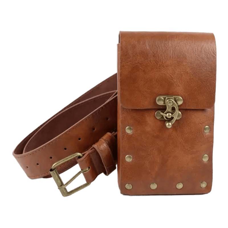 KAKAVY Vintage Leather Utility Belt Bag - Multi-Pocket Waist Pack detail image 5