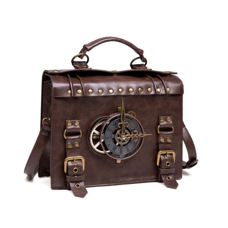 KAKAVY Steampunk Vintage Gear Handbag - Retro PU Leather Satchel for Style & Function detail image 4