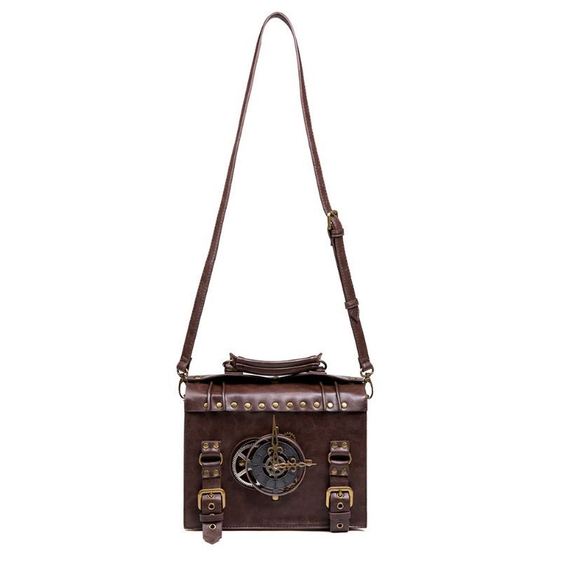 KAKAVY Steampunk Vintage Gear Handbag - Retro PU Leather Satchel for Style & Function detail image 6