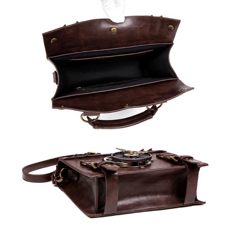 KAKAVY Steampunk Vintage Gear Handbag - Retro PU Leather Satchel for Style & Function detail image 7