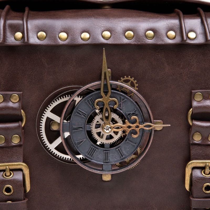 KAKAVY Steampunk Vintage Gear Handbag - Retro PU Leather Satchel for Style & Function detail image 8