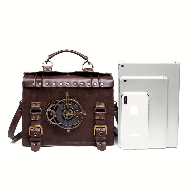 KAKAVY Steampunk Vintage Gear Handbag - Retro PU Leather Satchel for Style & Function detail image 9