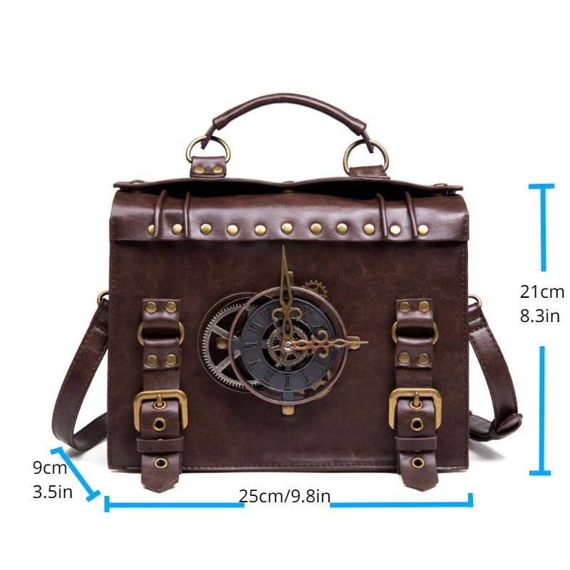 Steampunk Vintage Gear Handbag – Retro PU Leather Satchel for Style & Function