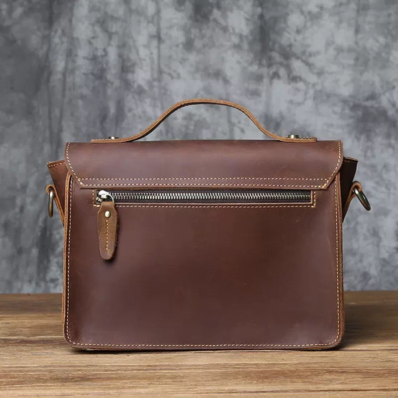 Bolso bandolera vintage de piel Crazy‑Horse