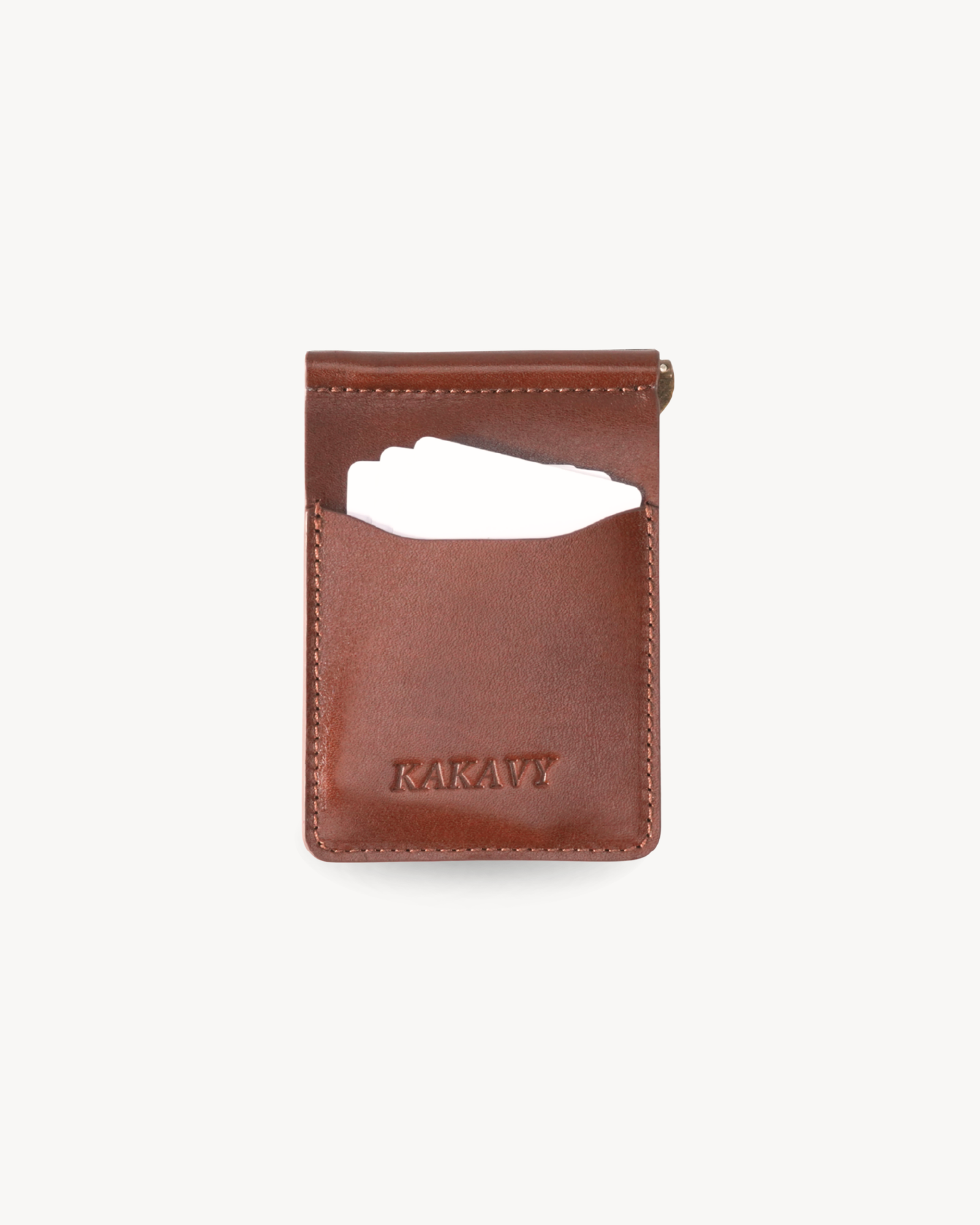 Brown Full-Grain Leather Money Clip Wallet detail view 2