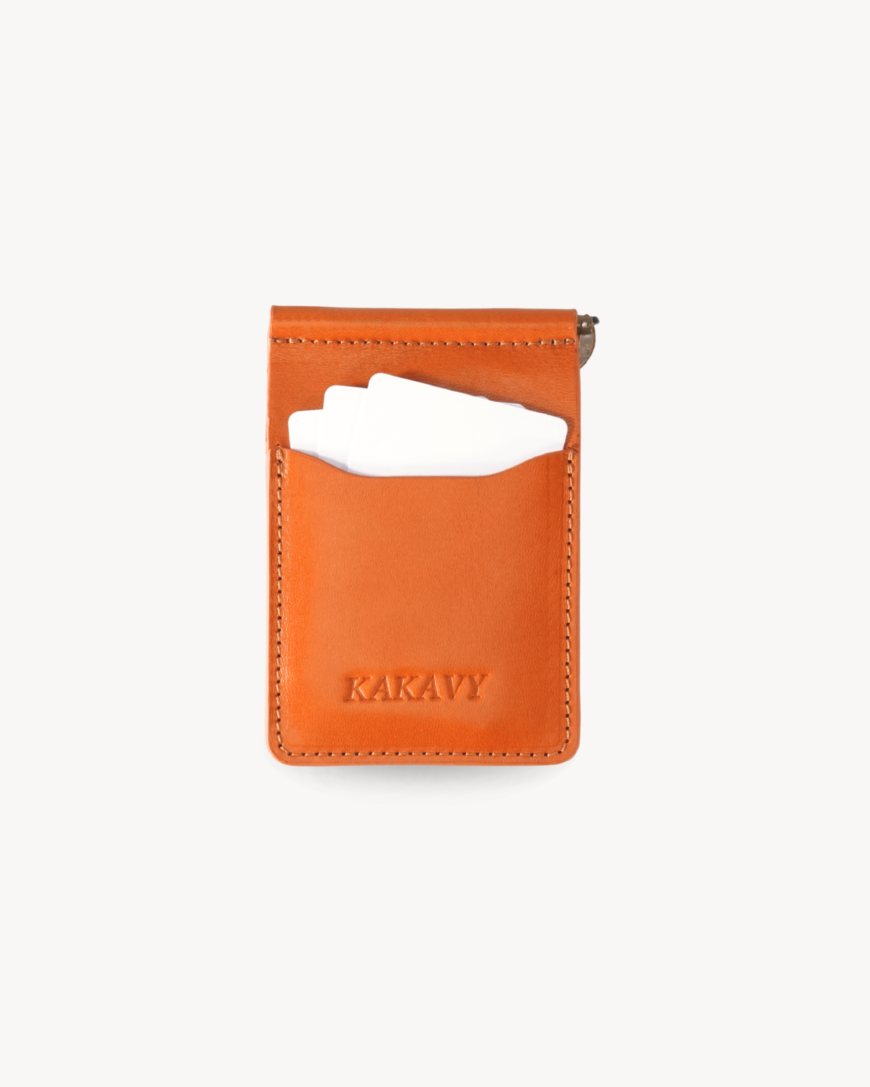 Yellow Full-Grain Leather Money Clip Wallet detail view 2