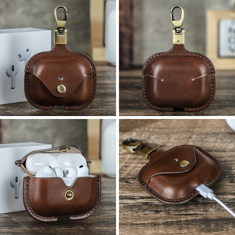 KAKAVY Handcrafted Full-Grain Leather Case for Airpods Pro 3 with Clip detail image 2