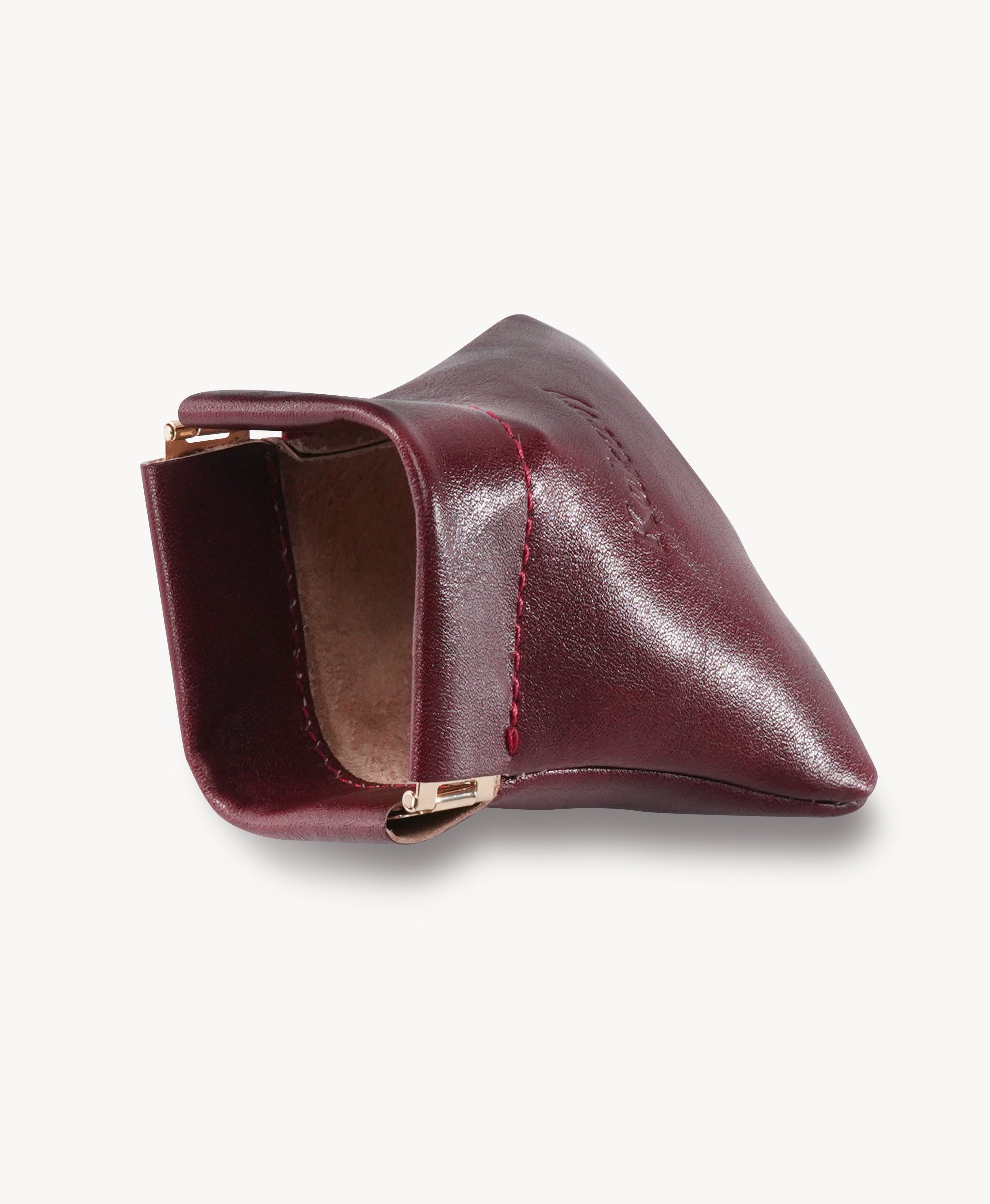 Red Handcrafted Leather Spring-Top Coin Purse - product view 2