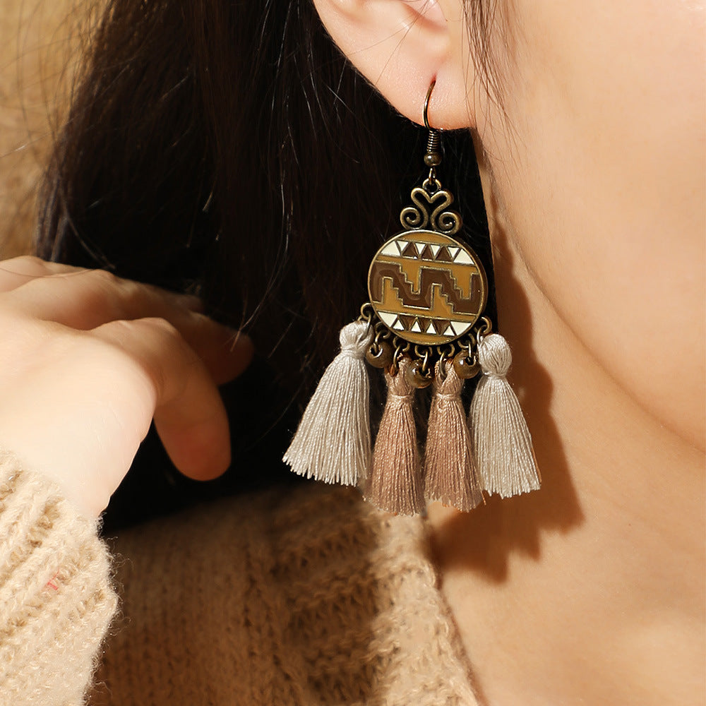 Boemski starinski drveni set nakita za žene – ogrlica & naušnice