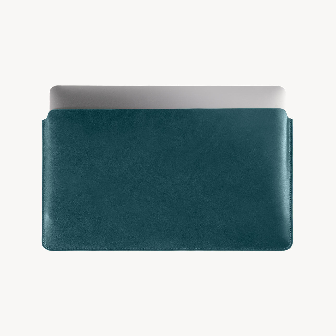 Blue full grain leather sleeve detail view 2