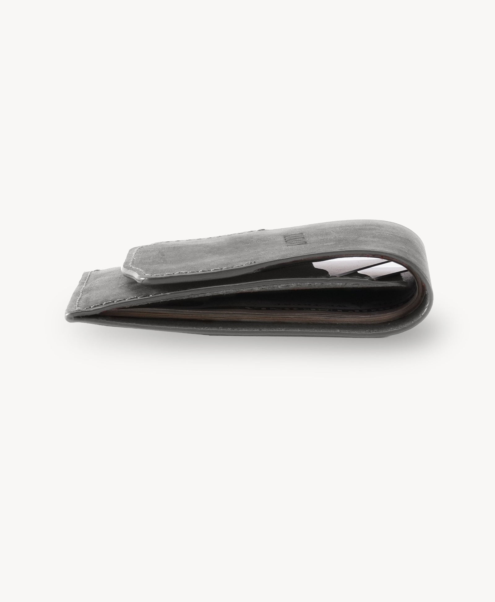 Grey Full-Grain Leather Snap Wallet detail view 3