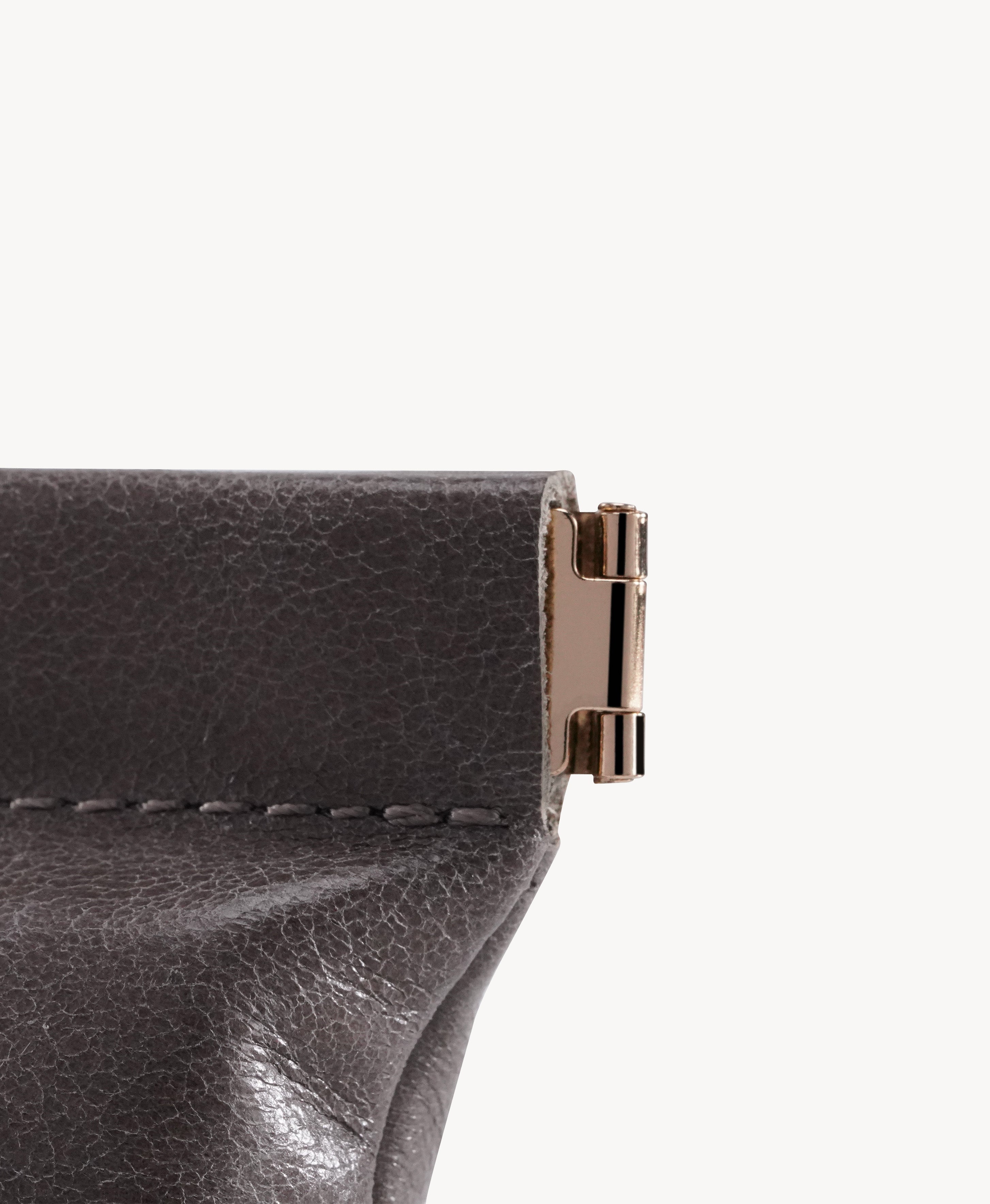 Grey Handcrafted Leather Spring-Top Coin Purse - product view 3