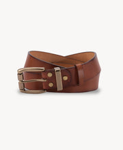 Chestnut Vegetable-Tanned Top-Grain Leather Belt with Heavy Brass Buckle - product view 2