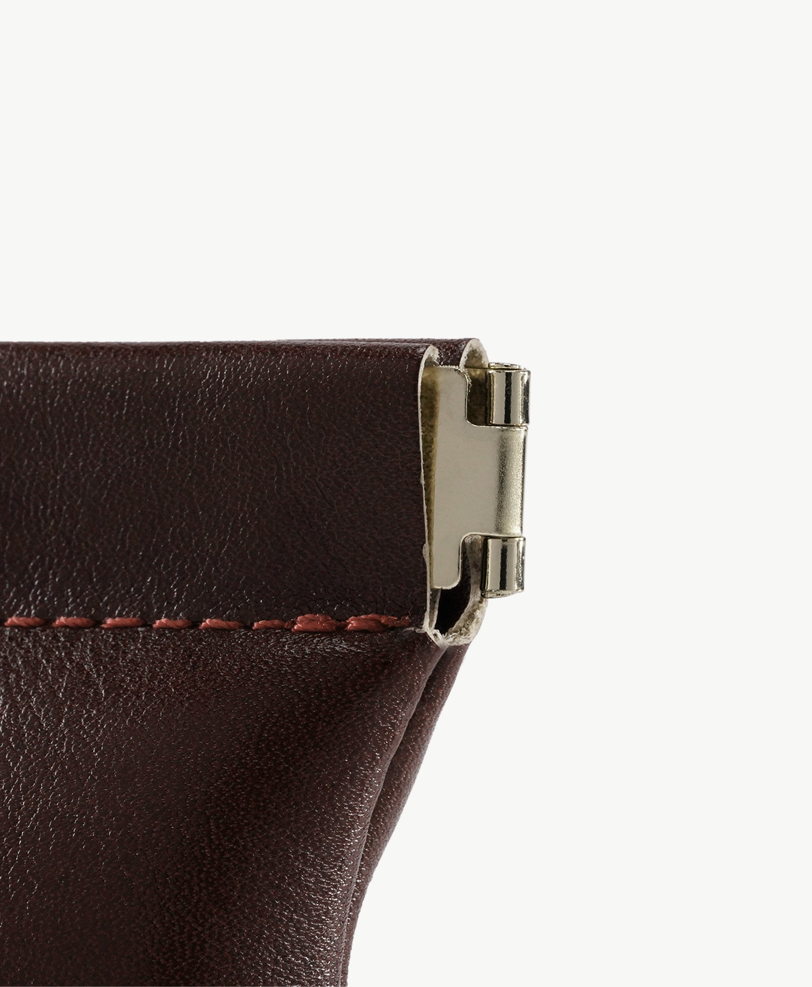 Brown Handcrafted Leather Spring-Top Coin Purse - product view 3