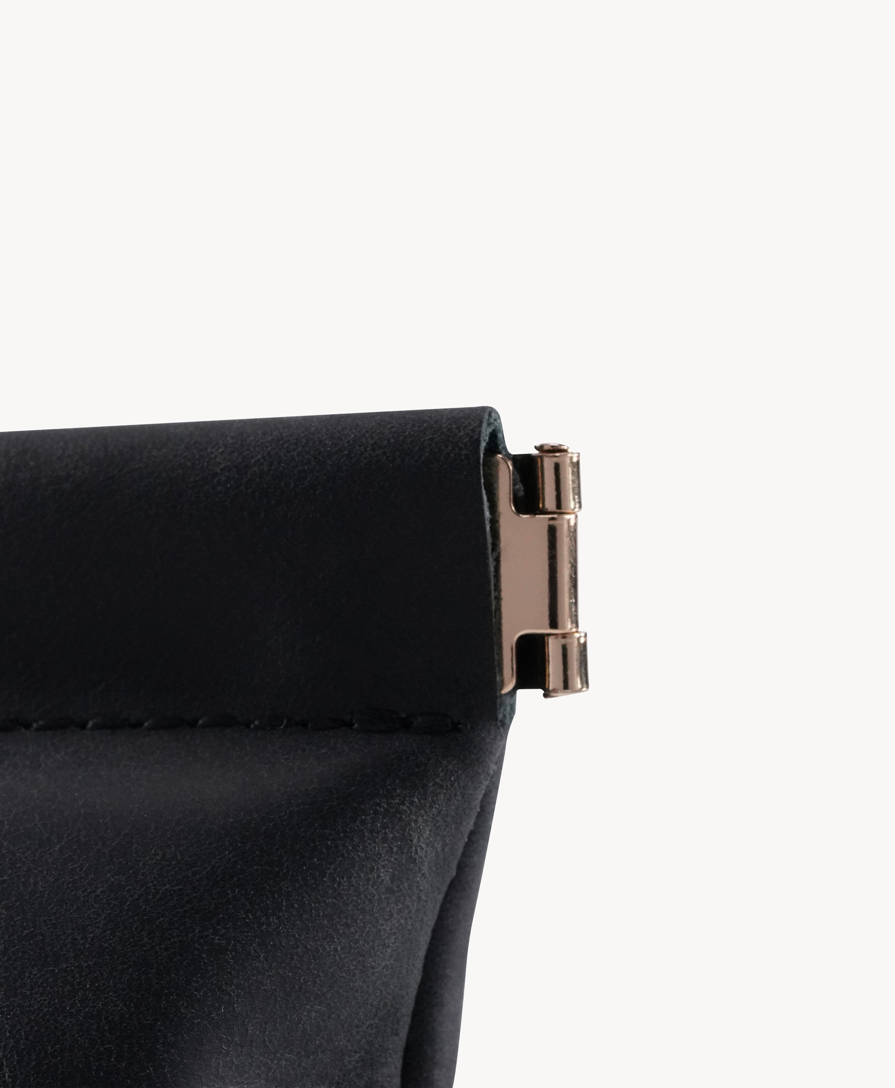 Black Handcrafted Leather Spring-Top Coin Purse - product view 3