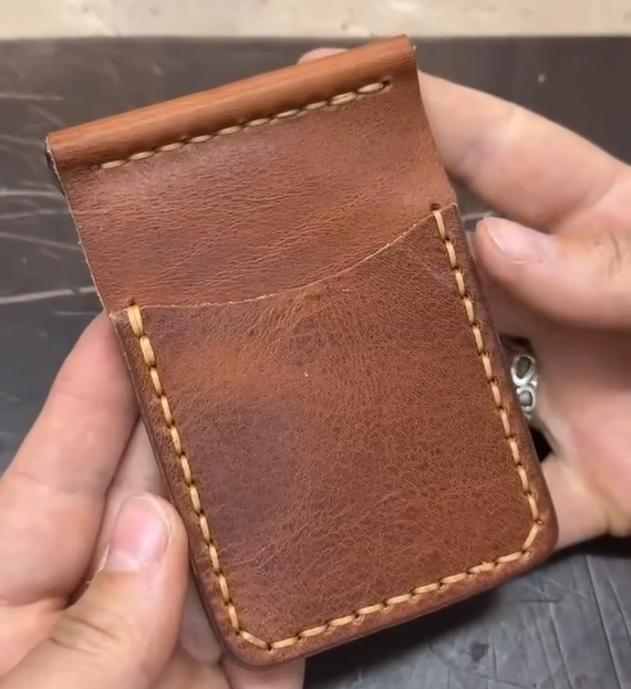 KAKAVY Vintage Handcrafted Full-Grain Leather Money Clip Wallet leather wallet detail photo 7