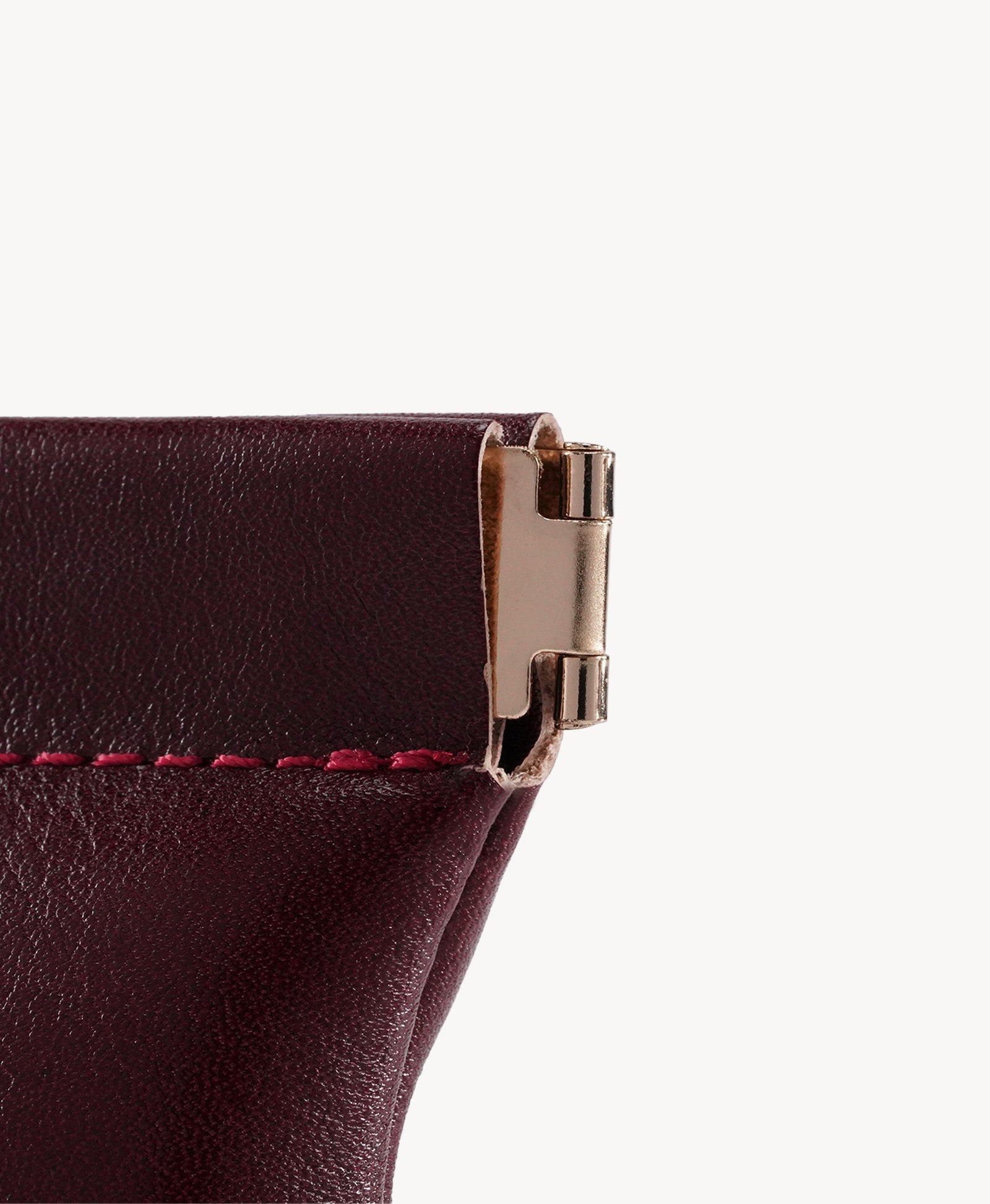 Red Handcrafted Leather Spring-Top Coin Purse - product view 3
