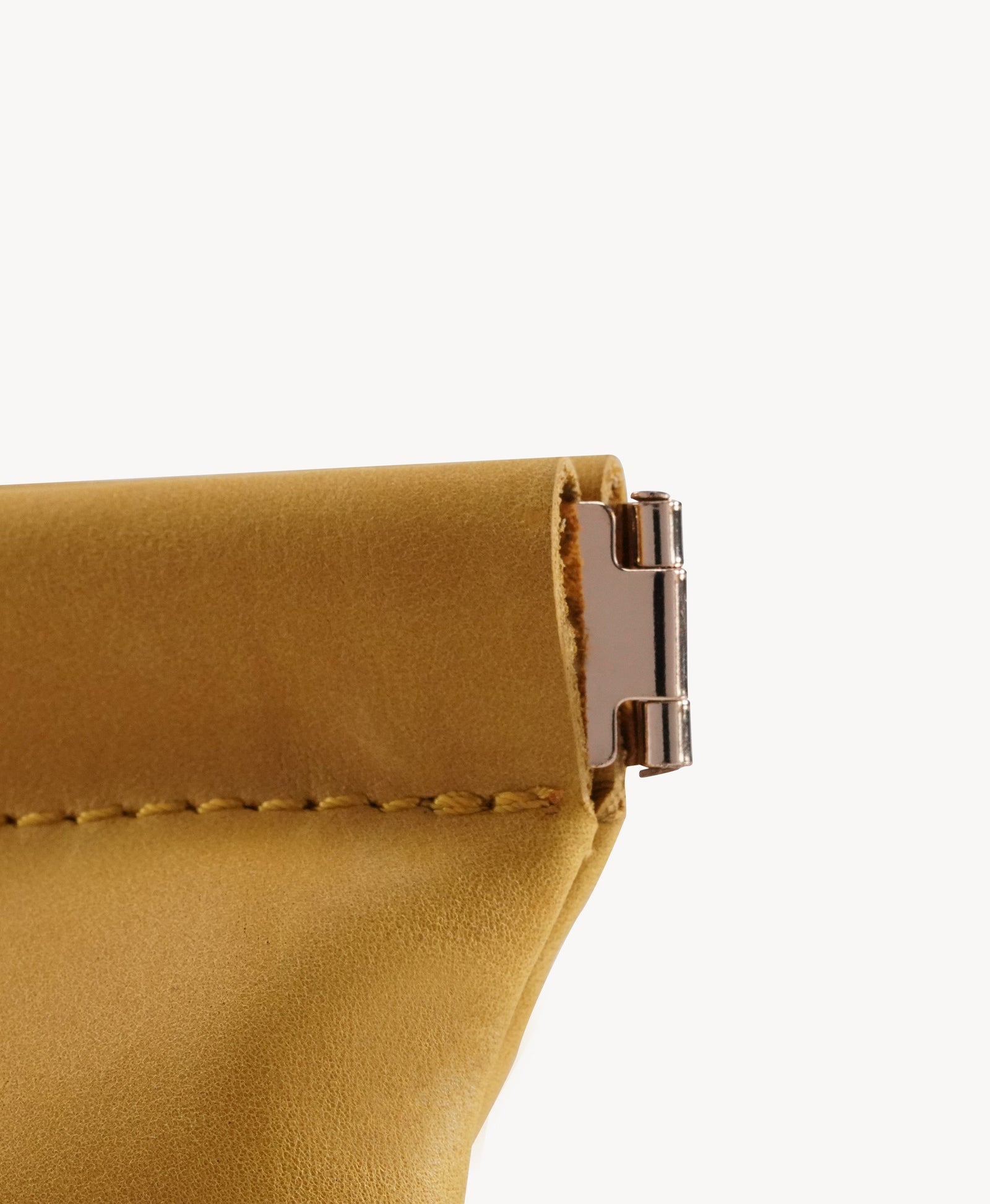 Yellow Handcrafted Leather Spring-Top Coin Purse - product view 4