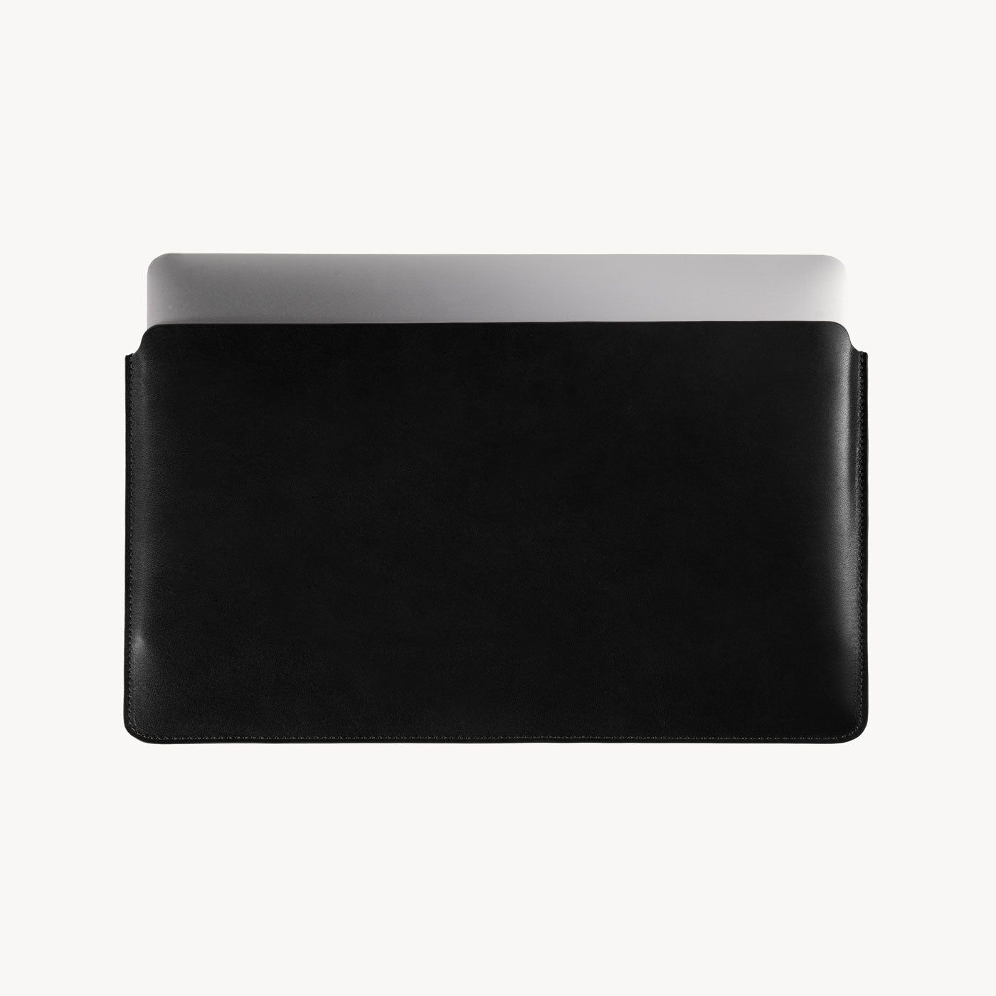 Black full grain leather sleeve detail view 2