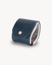 Blue full grain leather cash wrap wallet