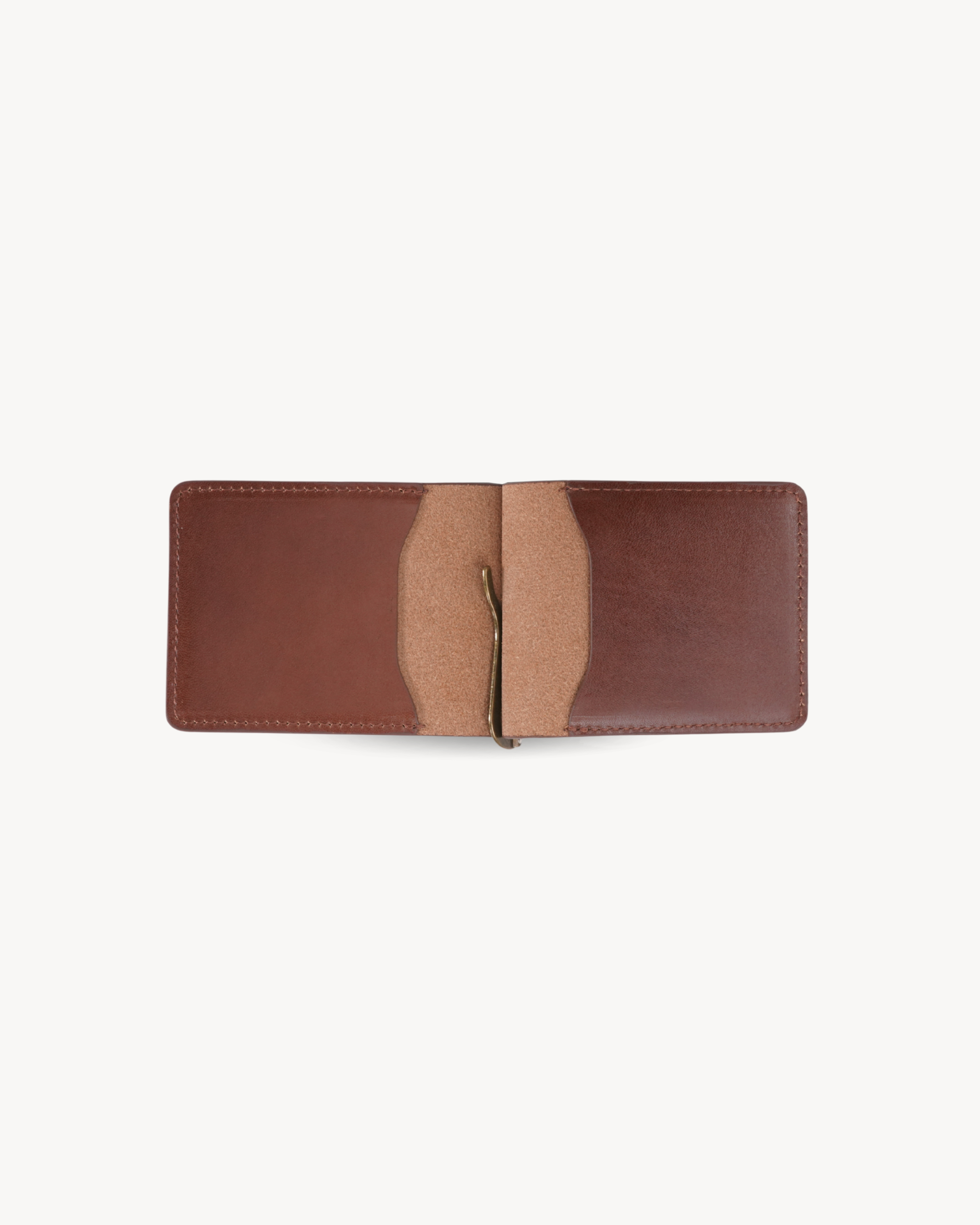 Brown Full-Grain Leather Money Clip Wallet detail view 3