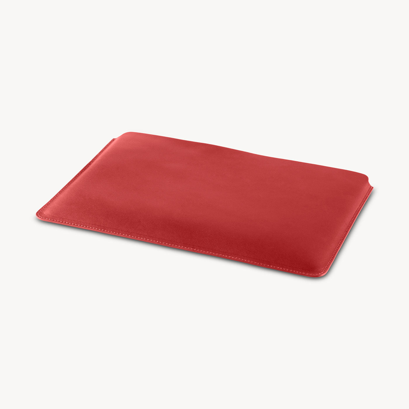 Red full grain leather sleeve detail view 3