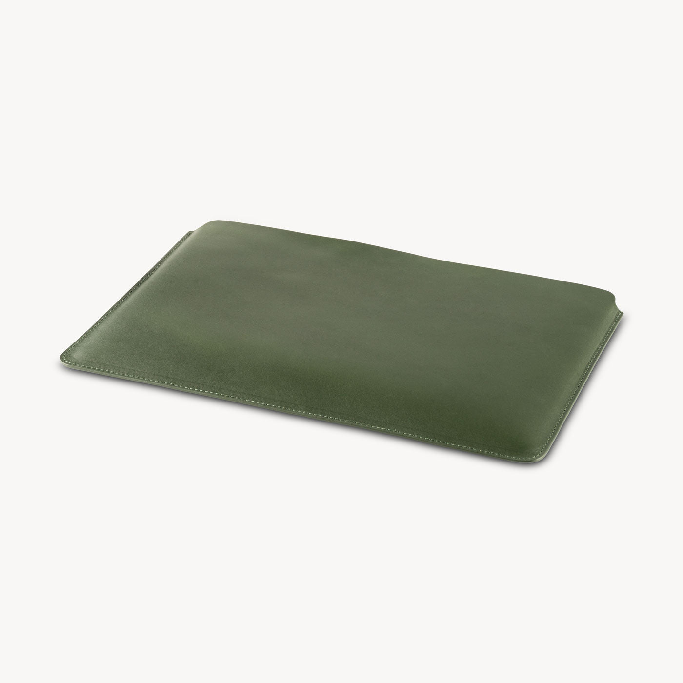 Forest Green full grain leather sleeve detail view 3