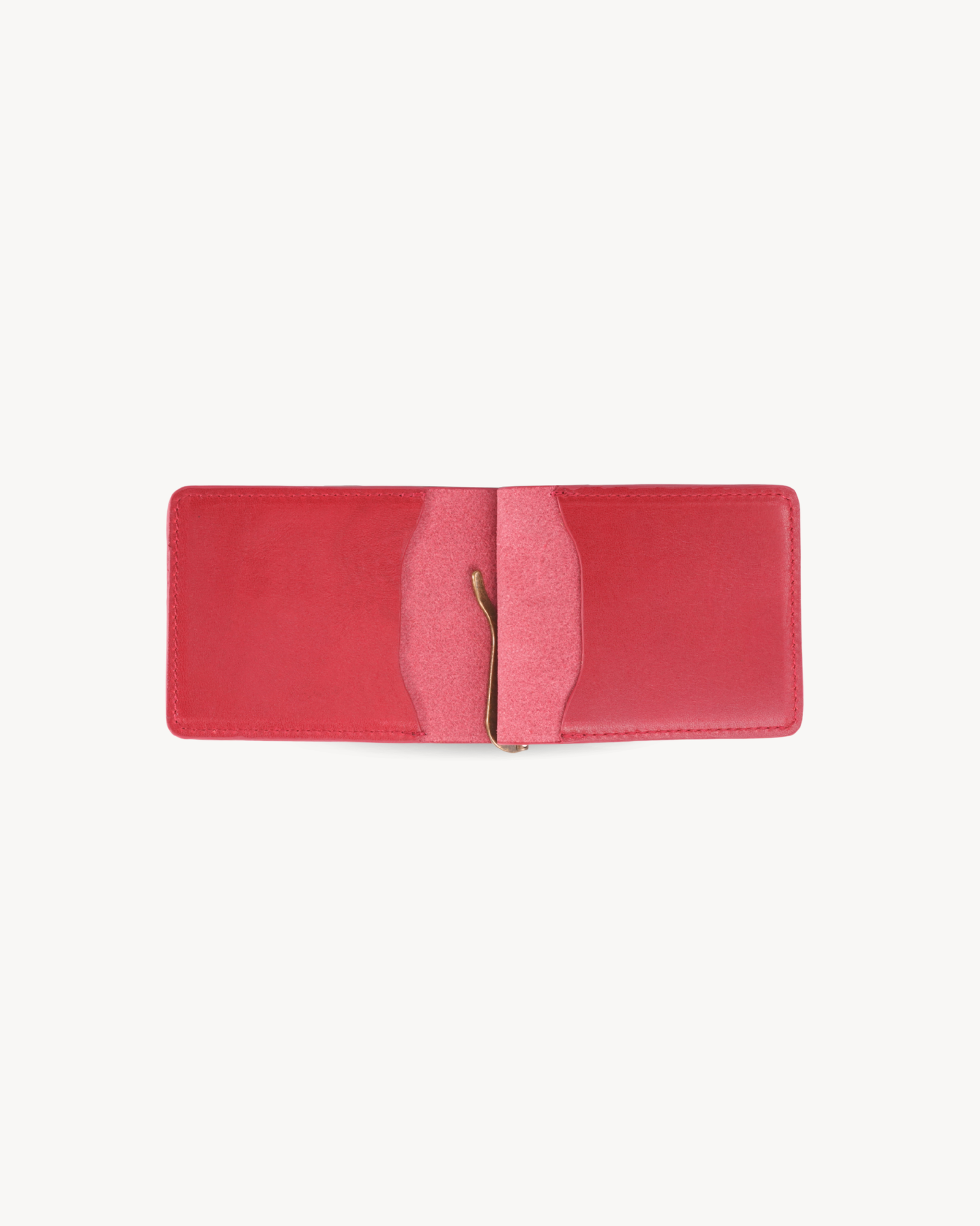 Red Full-Grain Leather Money Clip Wallet detail view 3
