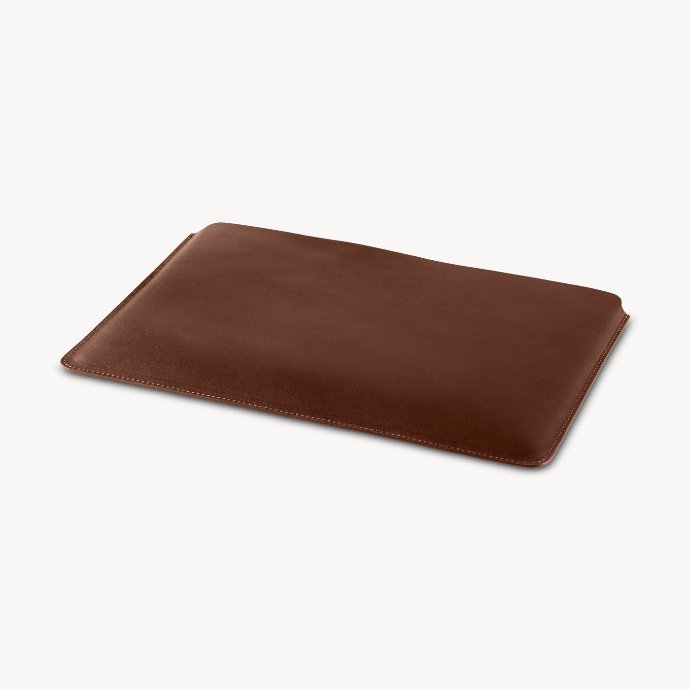 Brown full grain leather sleeve detail view 3